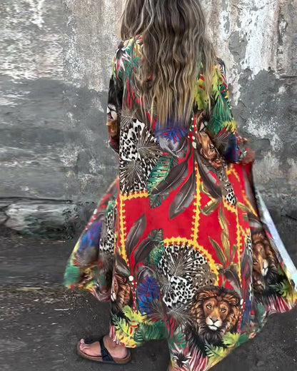 Abito camicia con bottoni e stampa alla moda