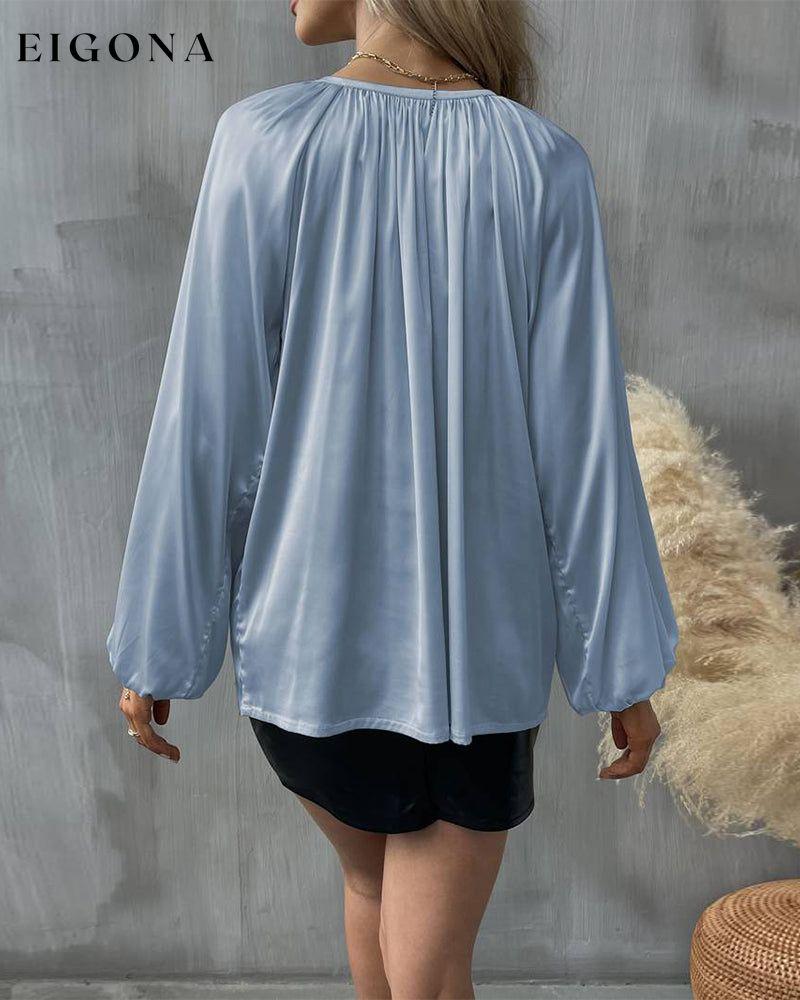 Elegant pleated solid color top blouses & shirts spring summer