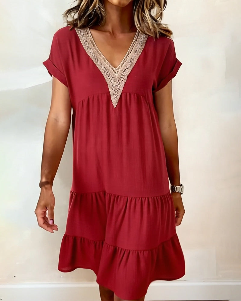 Lace V-Neck Cake Dress