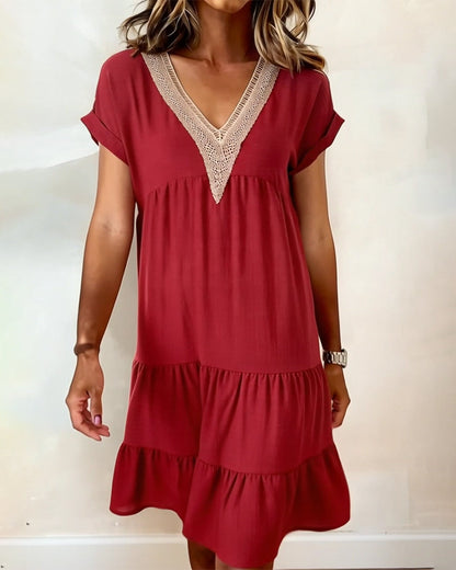 Lace V-Neck Cake Dress