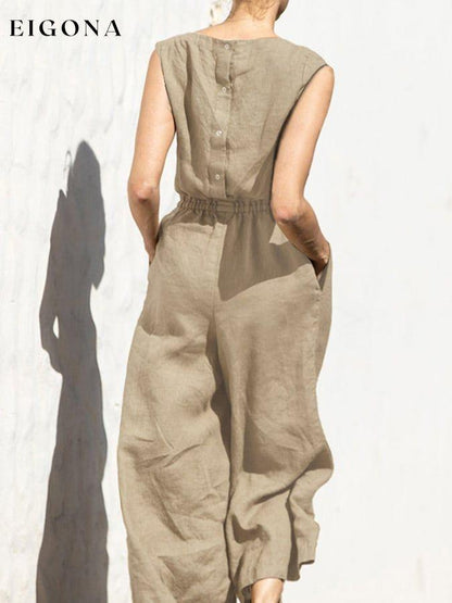 Casual Loose Solid Color Jumpsuit cotton linens jumpsuits suit