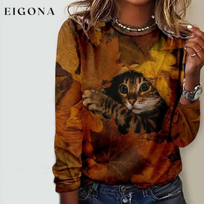 Casual Cat Print T-Shirt best Best Sellings clothes Plus Size Sale tops Topseller