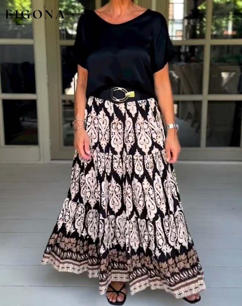 Flowing vacation style printed skirt skirts spring summer