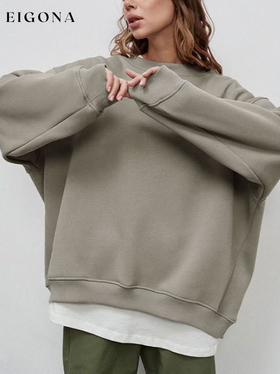 Oversize Round Neck Dropped Shoulder Sweatshirt clothes Ship From Overseas Shipping Delay 09/29/2023 - 10/03/2023 trend X.L.J