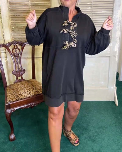 Stand Collar Loose Long Sleeve Dress