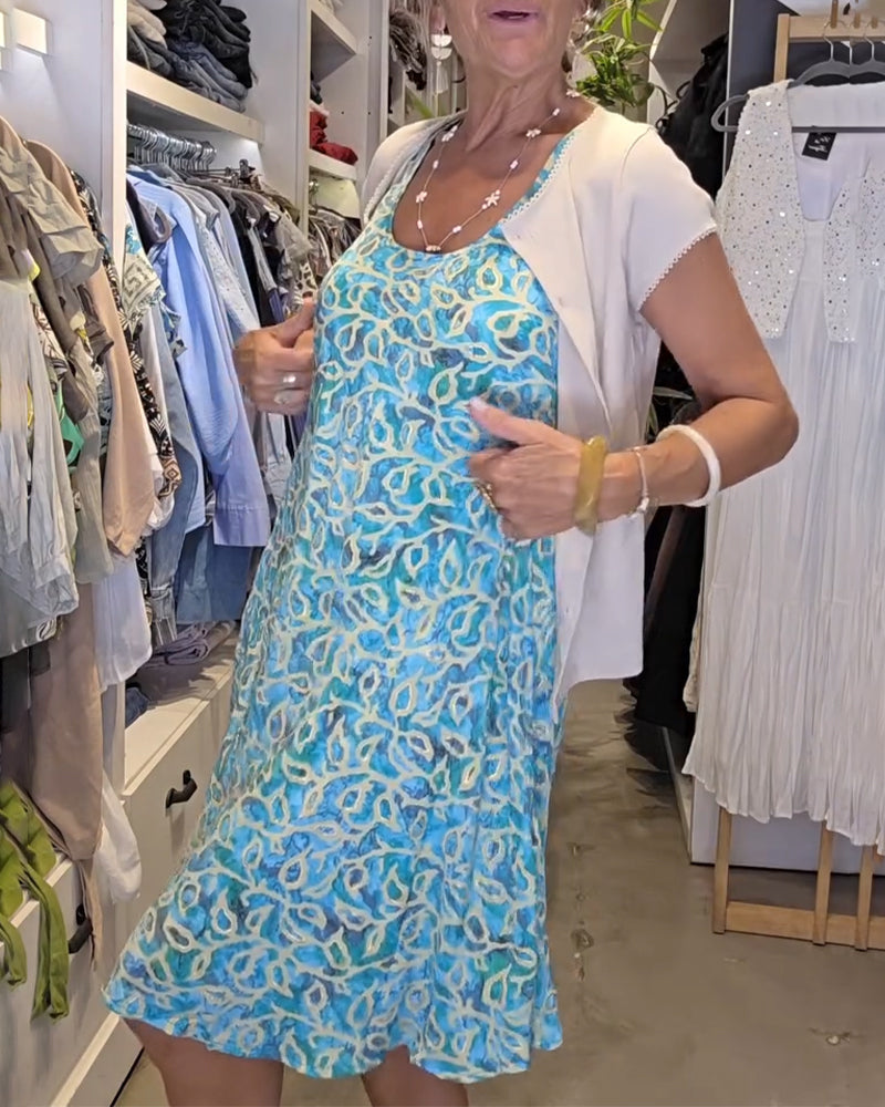 Sleeveless Suspender Loose Printed Dress