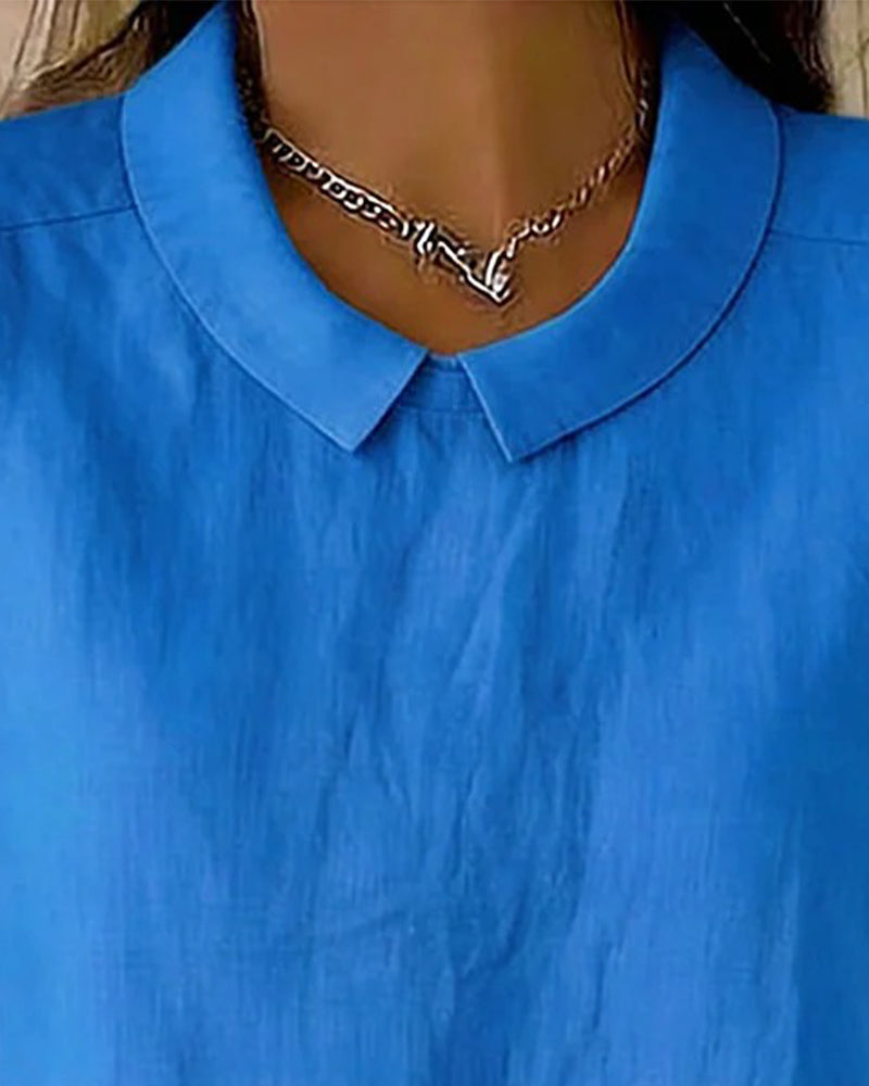 Peter Pan Collar Short-Sleeve Blouse