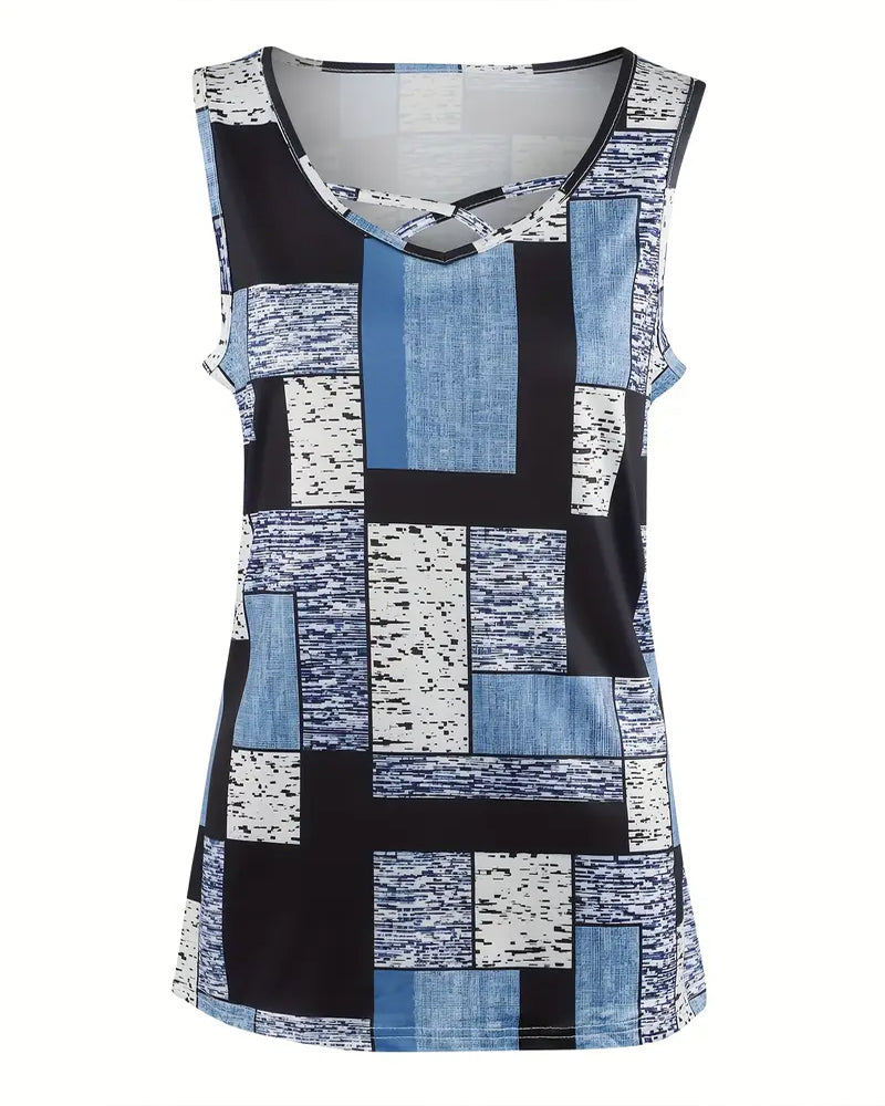 Contrast Print Stylish Tank Top