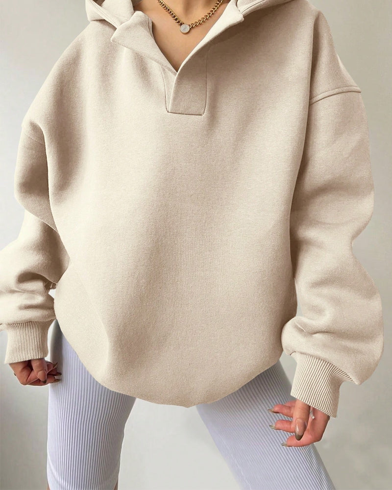Casual Solid Color Loose Hoodie