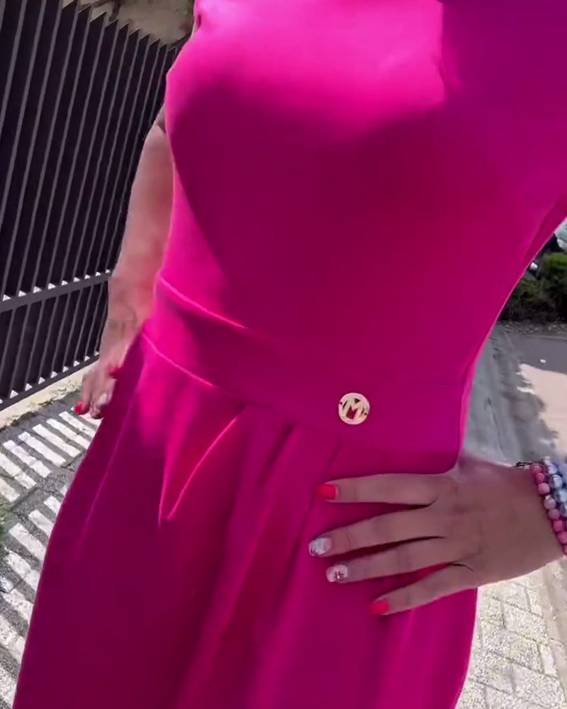 Half Turtleneck Short Sleeve Dress