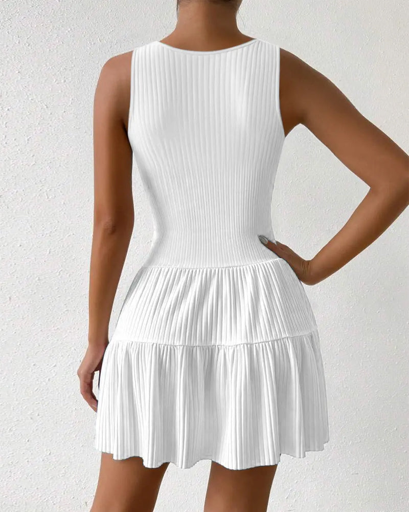 Sexy Suspender Solid Color Hollow Dress