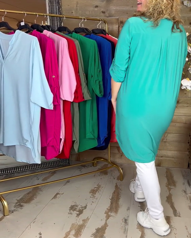 V-neck solid color loose blouse blouses & shirts spring summer