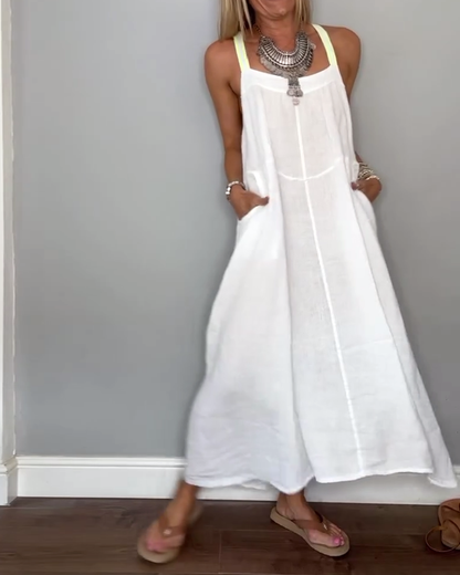 Einfarbiges, lässiges Hosenträgerkleid