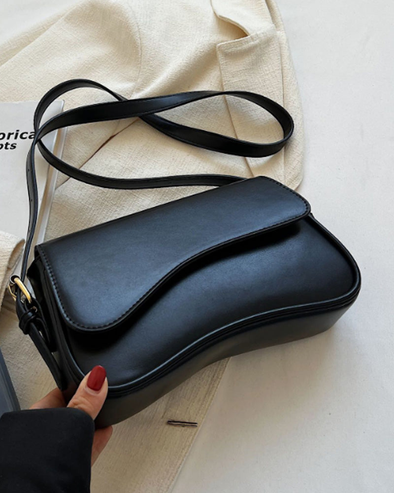 Simple solid color flip cover magnetic buckle shoulder bag bags