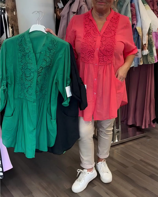 Lace Patchwork Long Blouse