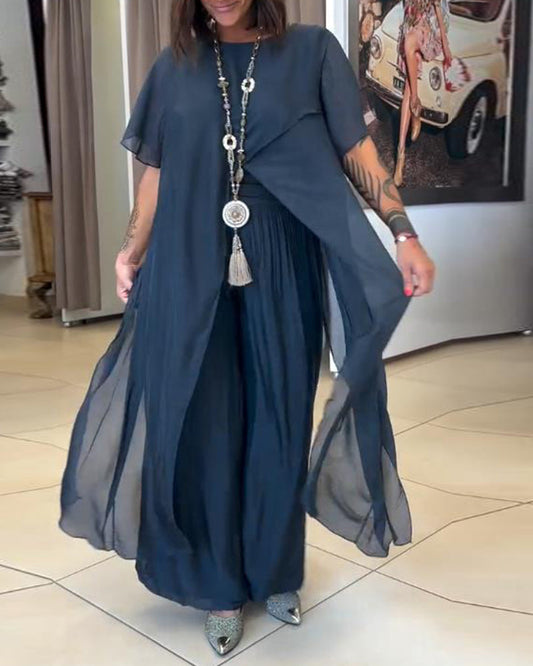 Temperament Bloomers Chiffon Set