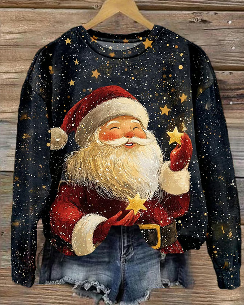 Women's Christmas Happy Santa Claus Print Sweatshirt 2024 f/w Christmas hoodies & sweatshirts women's christmas