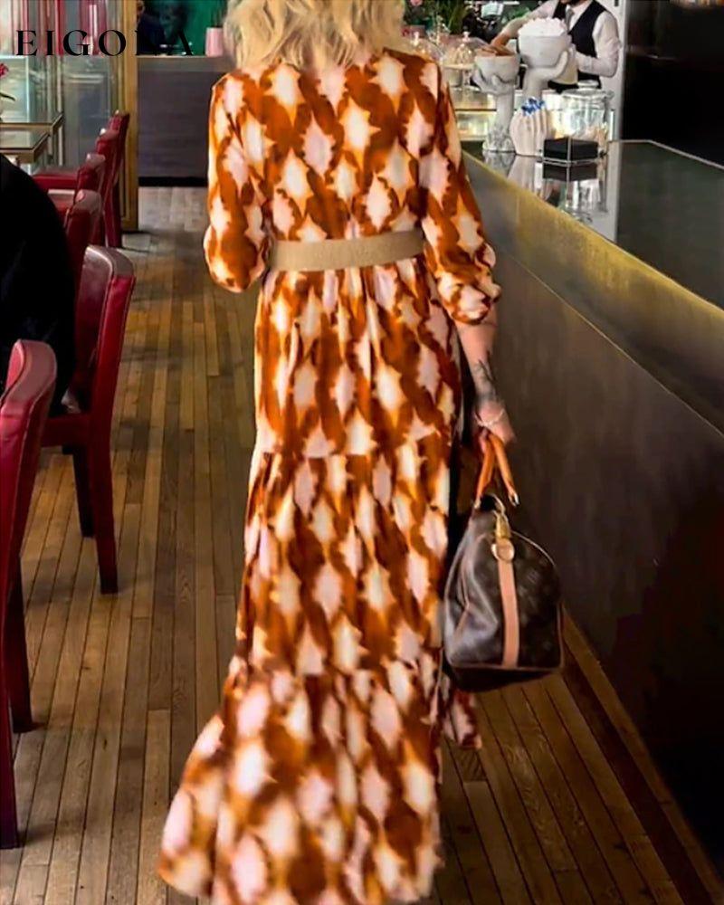 Geometric Print Maxi Dress 2023 F/W 23BF Casual Dresses Clothes Dresses Spring Summer