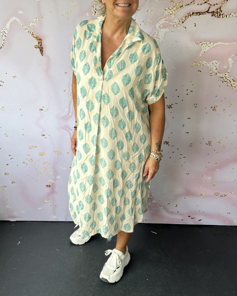 Lapel short sleeve loose dress