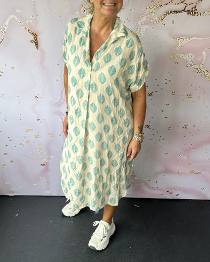 Lapel short sleeve loose dress