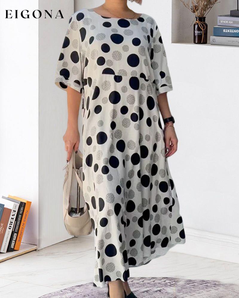 Round Neck Polka Dot Print Dress Casual Dresses Clothes Dresses SALE Spring Summer