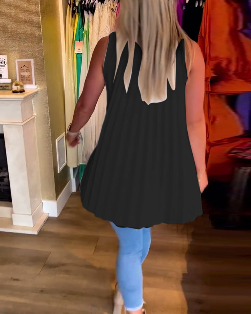 Top arricciato senza maniche con revers