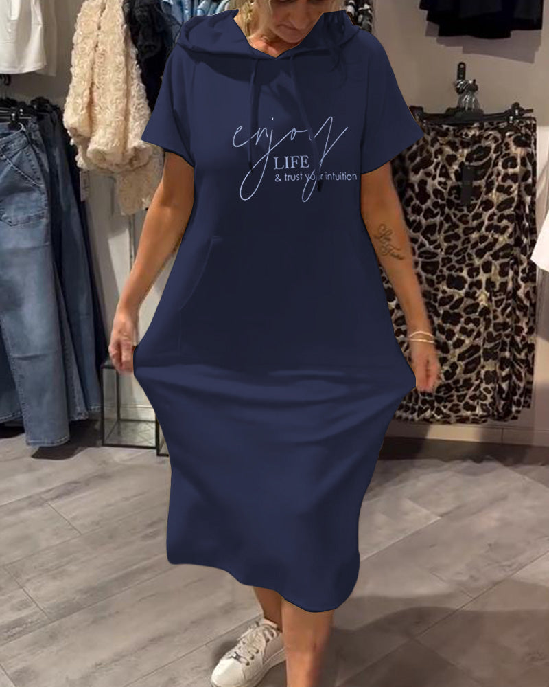 Hooded Casual Drawstring Dress