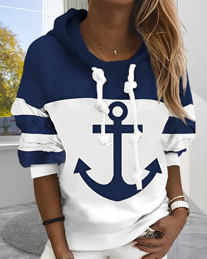 Stripe and anchor print hoodie 2022 F/W 2023 F/W 23BF Hoodies