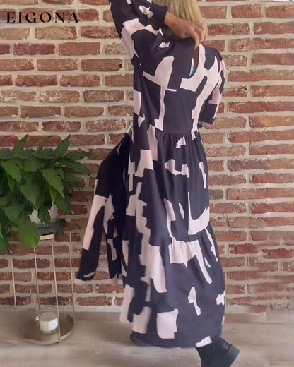 Printed Long Sleeve Maxi Dress 2023 f/w 23BF casual dresses Clothes Dresses spring