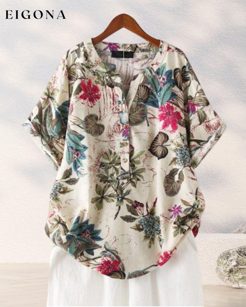 V-neck printed T-shirt 23BF clothes Short Sleeve Tops T-shirts Tops/Blouses