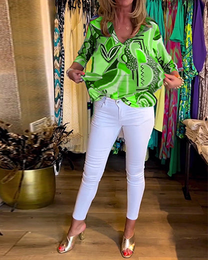 Blusa Estampada Solta Manga Longa