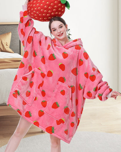 Strawberry print loose blanket hoodie 2024 F/W Blanket Hoodies