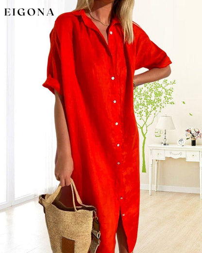 Cotton solid color shirt dress 23BF Casual Dresses Clothes Cotton and Linen Dresses Spring Summer