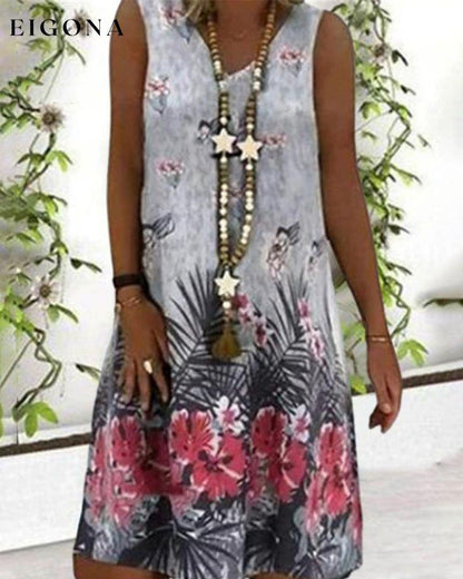 Sleeveless V-neck printed dress Red 23BF Casual Dresses Clothes Dresses Spring Summer