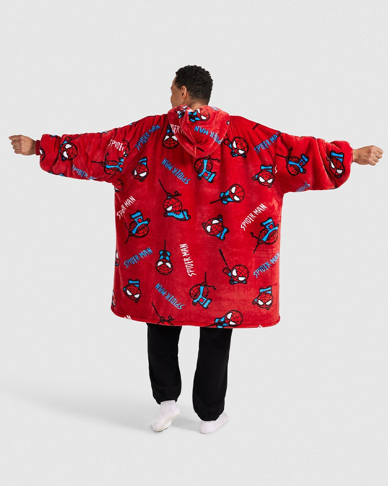 Spider-Man print loose pocket loose blanket hoodie 2024 F/W Blanket Hoodies