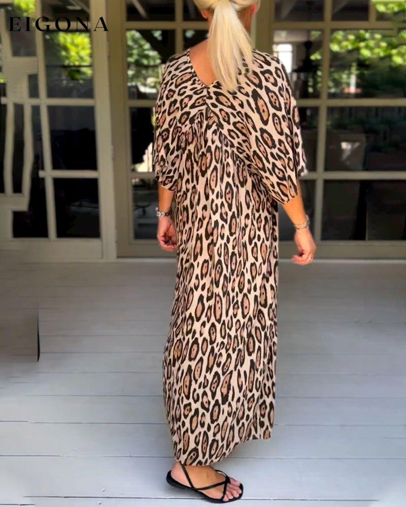 V-neck leopard print dress 23BF Casual Dresses Clothes Dresses Spring Summer