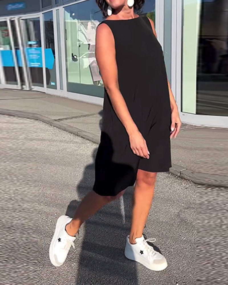 Abito senza maniche in tinta unita