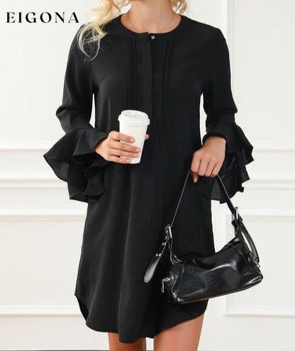 Round Neck Flare Sleeve Mini Dress clothes Ship From Overseas SYNZ