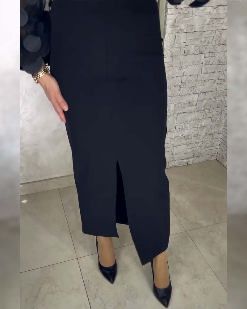 French-Style Lantern Sleeve Fitted Dress