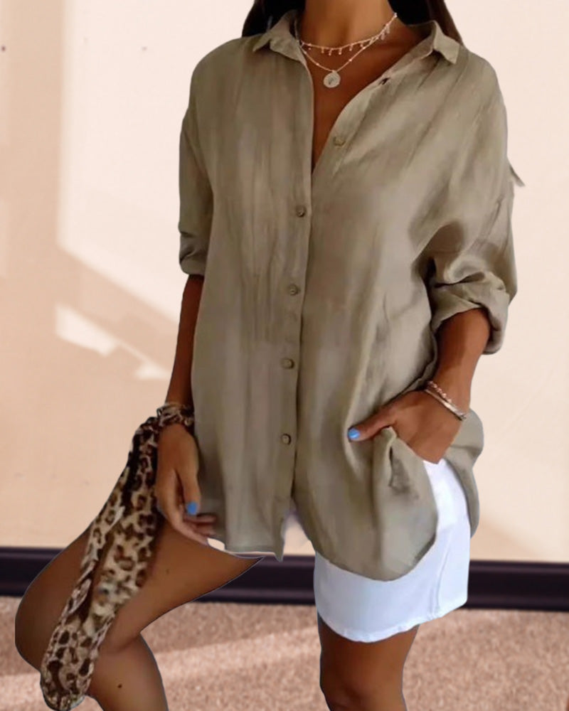 Loose Solid Color Simple Top