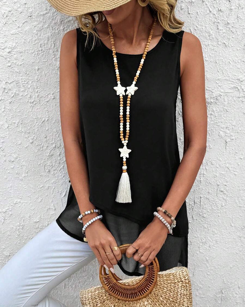 Ärmelloses, einfarbiges, unregelmäßiges Tanktop