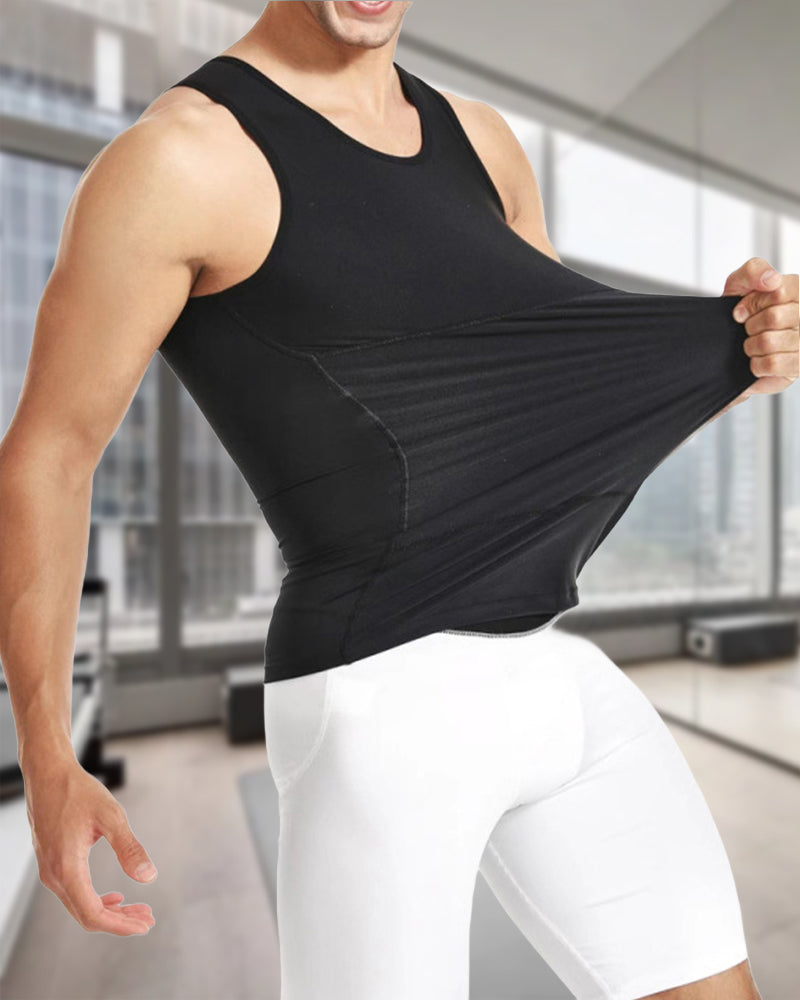 Men's abdominal tight fit solid color vest tank tops & camis man