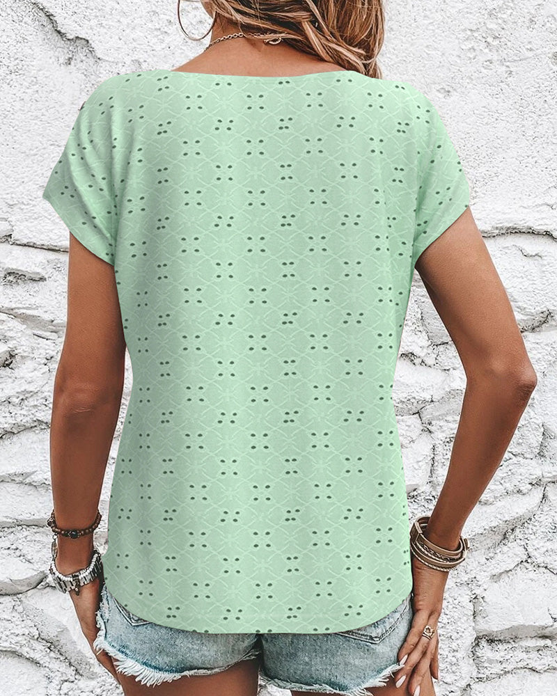 Blusa casual con scollo tondo e scollo a V