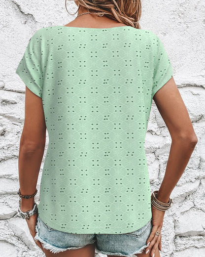 Blusa casual con scollo tondo e scollo a V