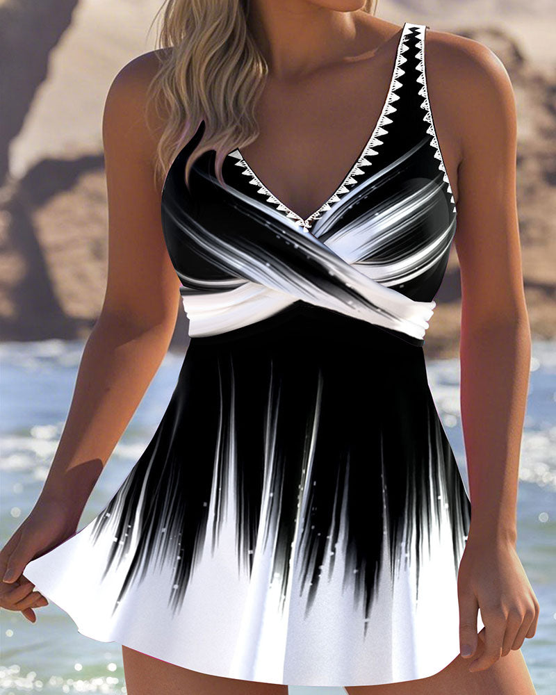 Costume da bagno intero con stampa a contrasto sfumato