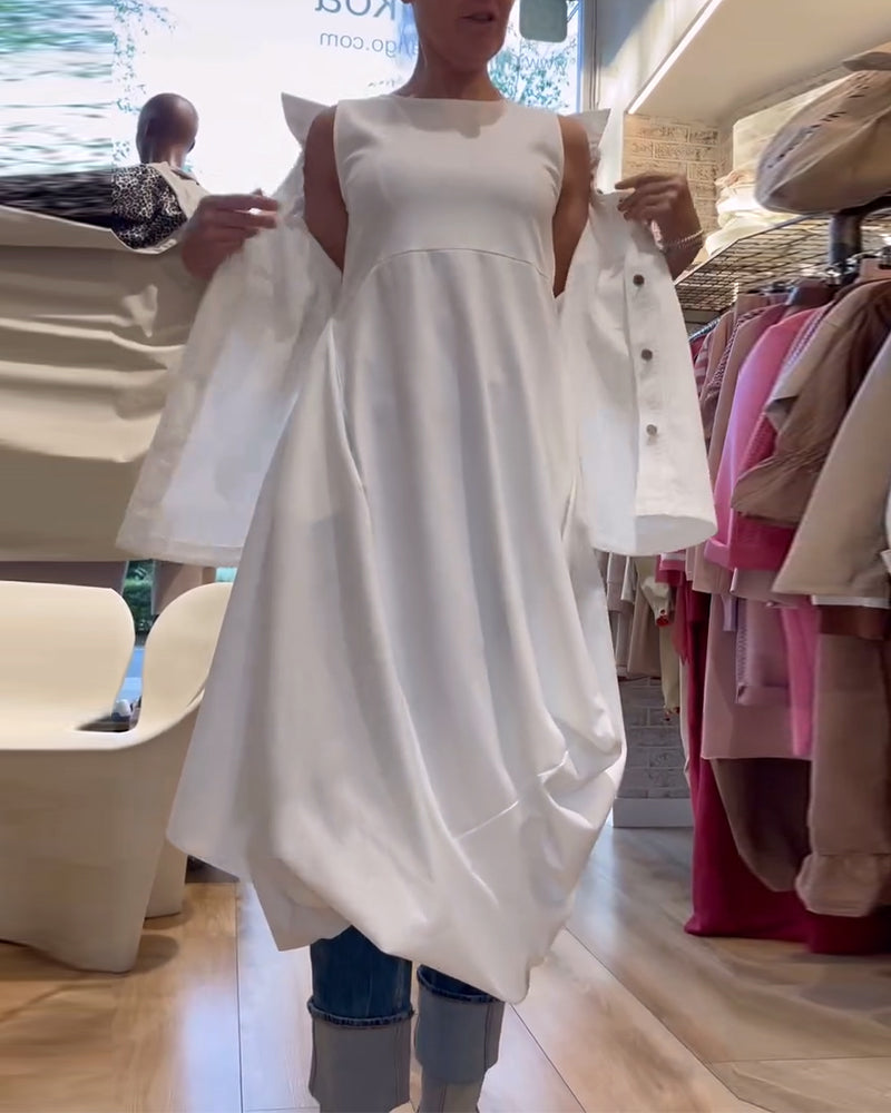 Solid Color Sleeveless Loose Dress