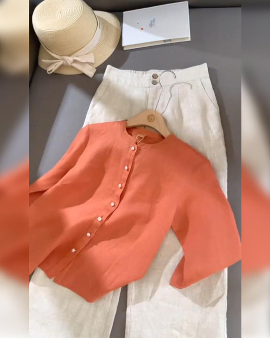 Casual Solid Color Long Sleeve Trousers Suit