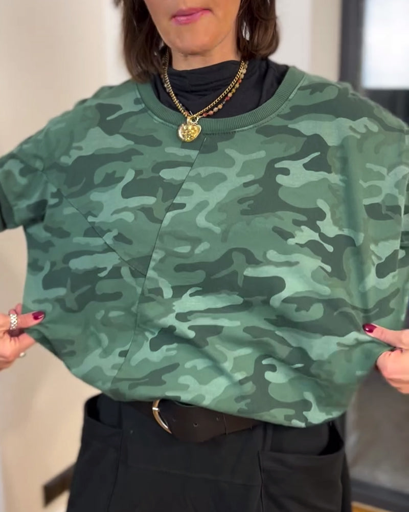 Casual camouflage print round neck sweatshirt 2024 f/w sweatshirts