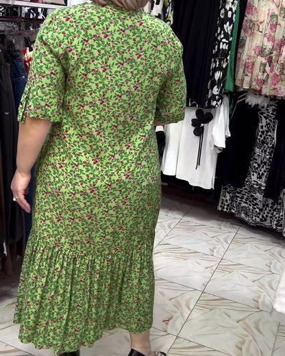 Floral print V-neck half-sleeve dress casual dresses spring summer