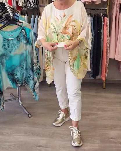 Lockere Bluse mit unregelmäßigem Druck